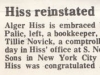 Alger Hiss reinstated news clipping