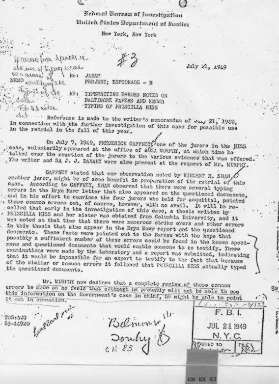 The Alger Hiss Story » FBI Report from July 21, 1949 on Typing Errors ...